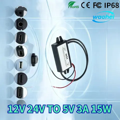 DC-DC12V to 5V 3A 15W Step Down Car Power Voltage Converter Power Supply Micro Mini USB Output Adapter Low Heat Auto Protection