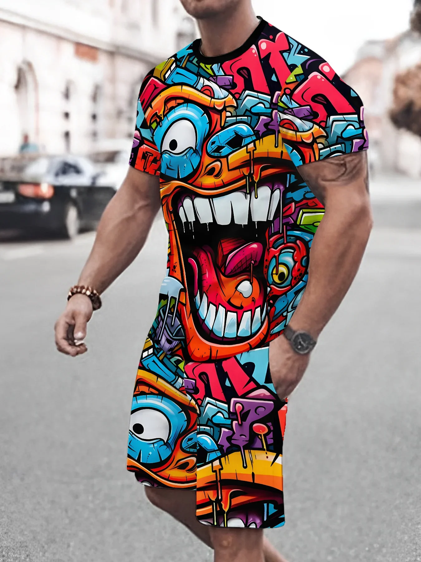 

The 2025 Summer New Men's Suit Is Made of 3D Printed Outdoor Street Fabric Which Is Comfortable Soft and Lightweight Tracksuit