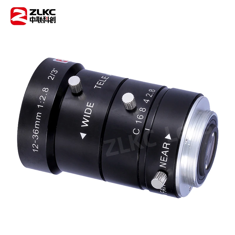 ZLKC 12-36mm Varifocal Lens 3.0Megapixel C Mount Zoom 2/3 Inch FA Machine Vision CCTV F1.4 Manual Iris Lenses 3MP Low Distortion