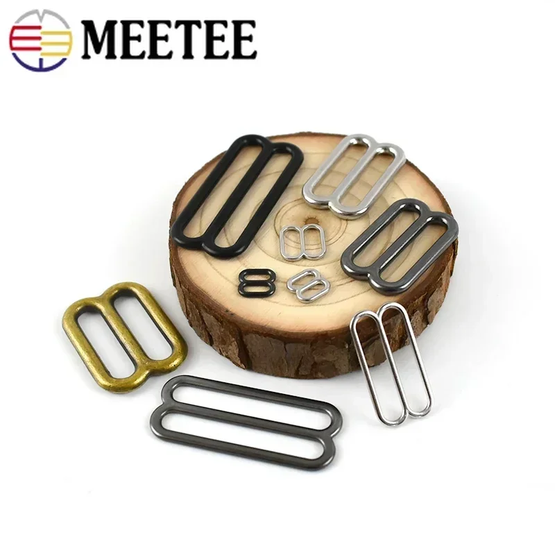 10/20/30Pcs Meetee Metal Tri-Glide Rings fibbie 6-50mm reggiseno cinturino regolare chiusura gancio ad anello a forma di 8 accessori Hardware per