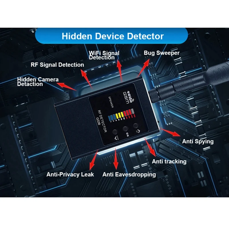 Anti Detector segnale RF obiettivo della fotocamera Wireless Bug GPS Tracker dispositivo GSM magnetico Scan Finder