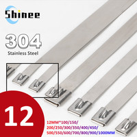 10 20 50 100 200 Pcs 12mm 0.47 inch Exhaust Wrap Multi-Purpose 304 Stainless Steel Metal Cable Tie banding self-locking zip ties