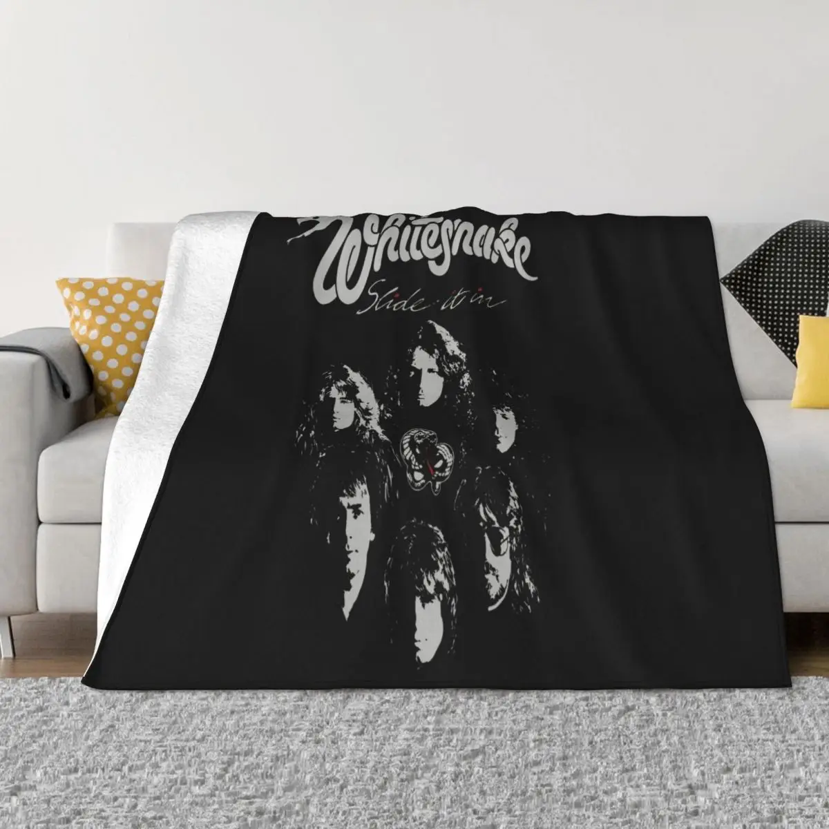 Whitesnake Slide It In 1984 Tour Men S Black Hard Rock David Coverdale Summer New Present Mens Music Throw Blanket