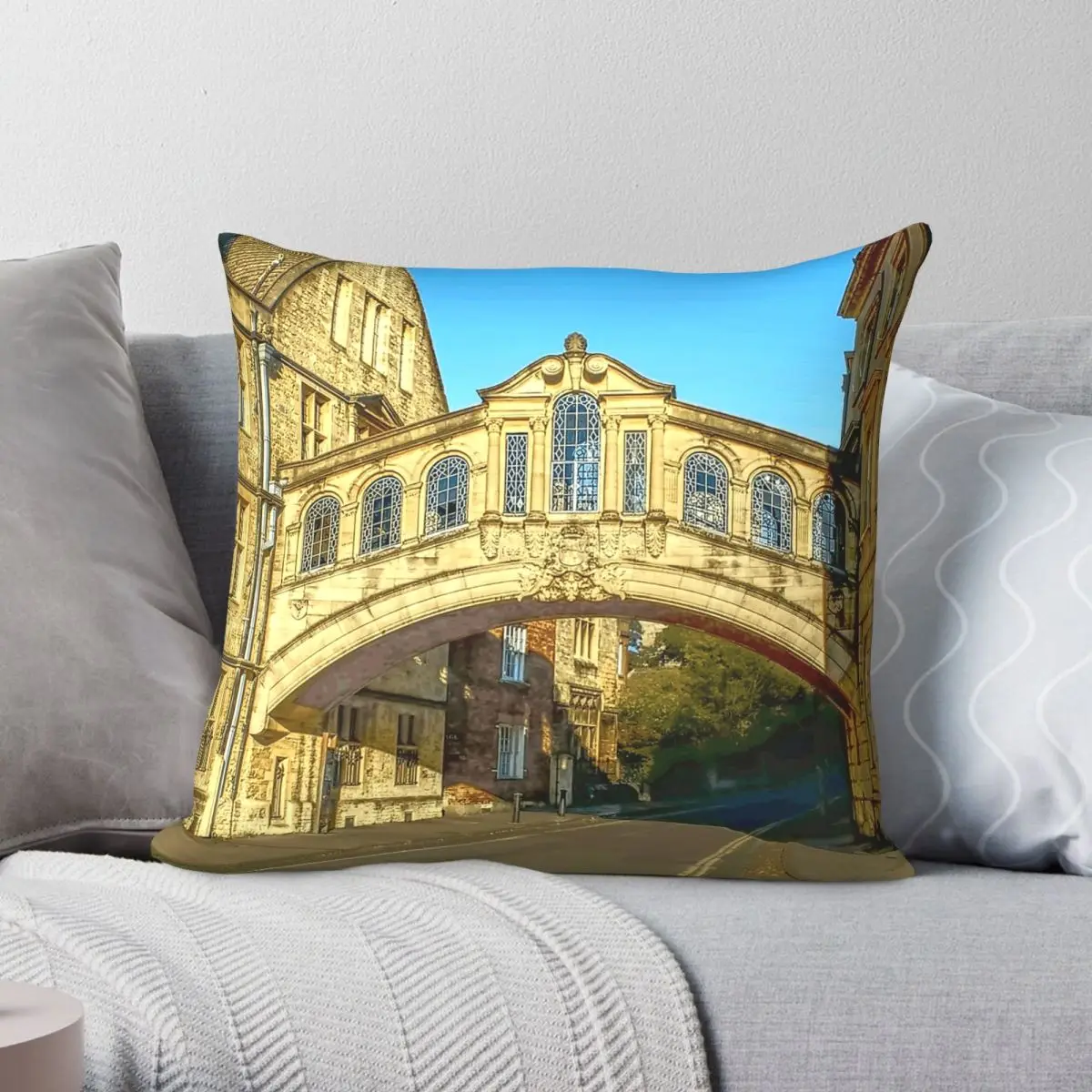 Oxford Bridge Of Sighs Pillowcase Polyester Linen Velvet Pattern Zip Decor Throw Pillow Case Bed Cushion Case