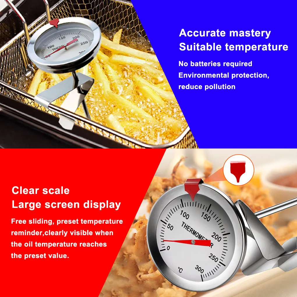 Oil Cooking Thermometer Fast Read Meat Measurement Grill Temperature Gauge Milk Tools Professional Supplies 150mm