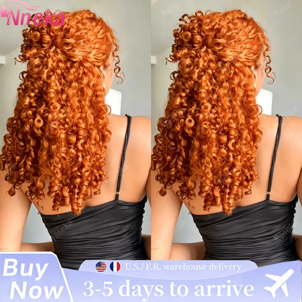 

Ginger Orange #350 Burmese Curly Wig 13x6 Lace Frontal Wig Burmese Curly Human Hair Wig 13x4 Lace Frontal Human Hair Wig 200%