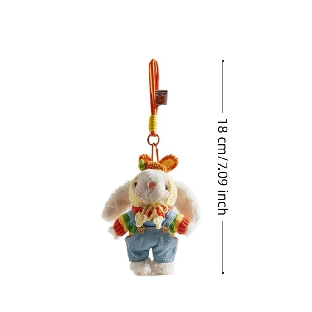 Vestido de princesa dos desenhos animados boneca coelho de pelúcia pingente coelho 18cm chaveiro orelha lop coelho saco charme presente