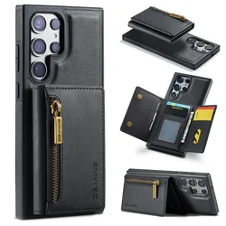 Leather Case For Samsung Galaxy S26 S25 S24 S22 S23 Ultra S24 FE Wallet Magnetic Cover Detachable RFID Blocking Retro Flip