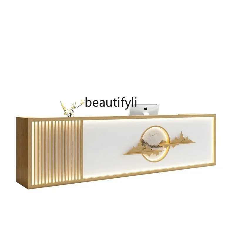 

Y cqyNew Chinese Cashier Retro Chinese Tea House Bar Foot Massage Store Health Club Front Desk Reception Counter
