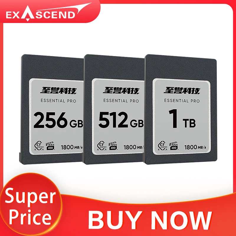 Карта памяти Exascend CFexpress Type A 4,0, высокоскоростная, 256 ГБ, 512 ГБ, 1 ТБ, карта памяти Essential Pro VPG 400 для камеры 8K Sony