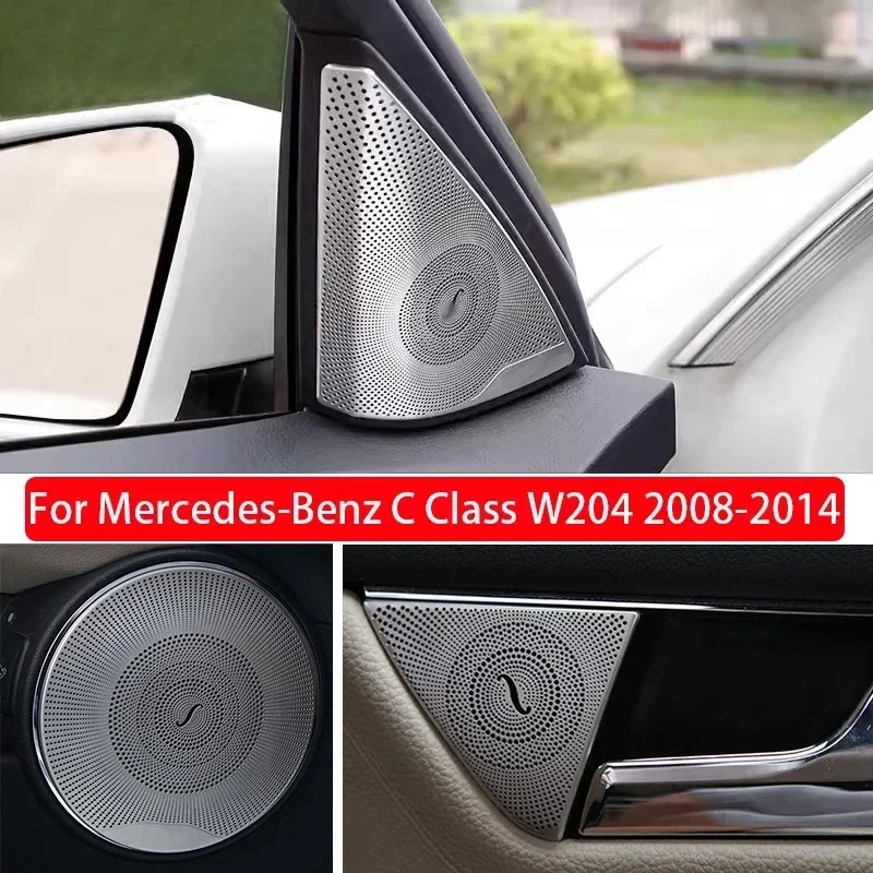 For Mercedes-Benz C Class W204 2008-2014 Steel Car Door Speakers Stereo Decorate Cover Speaker Trim Cover For Benz