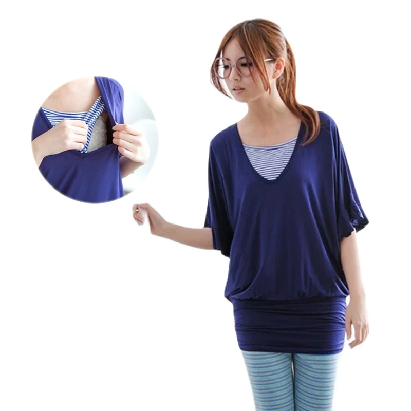 

Maternity Tops Soft Modal Fabric Pregnant Clothes Breastfeeding T Shirt Half Sleeve Nursing Wear