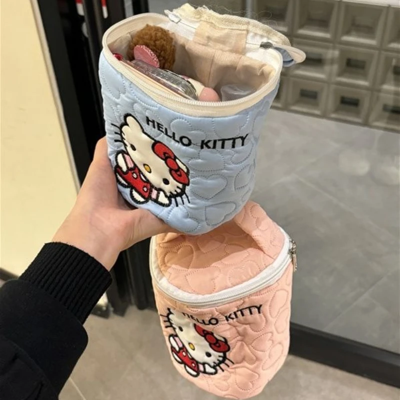 

Осенне-зимняя милая косметичка цвета макарон Sanrio Hello Kitty, универсальная портативная сумка для хранения