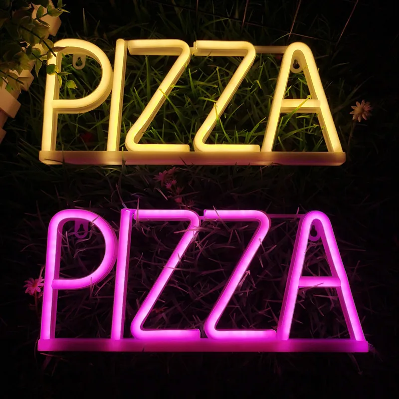 

Pizza LED Neon Sign Light Art Restaurant Coffee Shop Decor Food Store Party Kid Gift Wall Room Decoration Night Neon Cherry Lamp