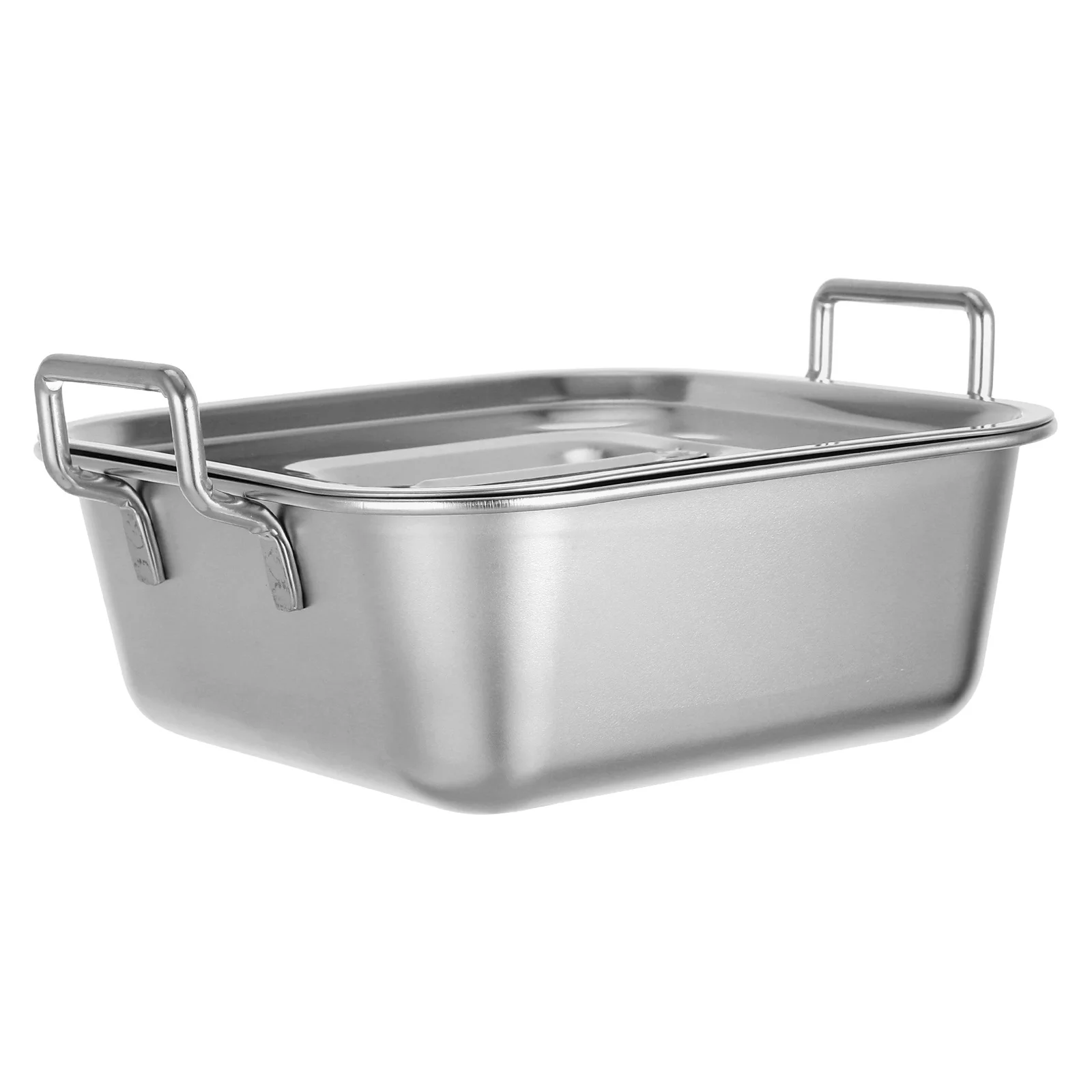 

Stainless Steel Square Tray Food Serving Fried Chicken Desserts Stable Flat Base Easy Clean Versatile Restaurant Home