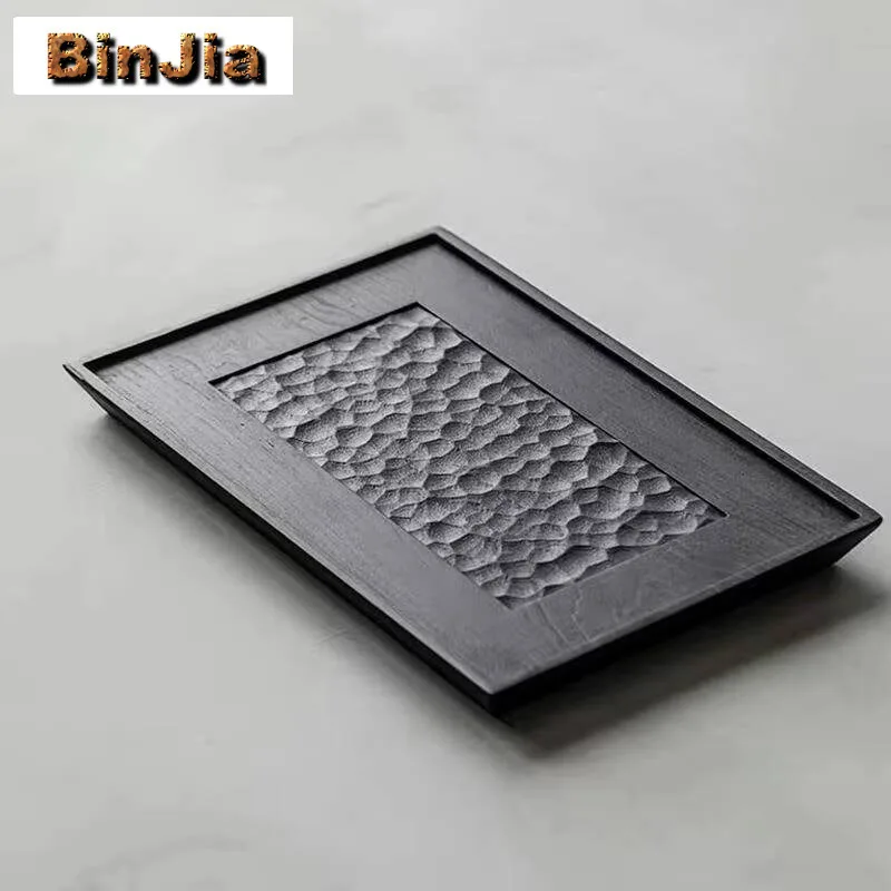 

Угольный деревянный поднос для чая с цветком вишни, прямоугольный стол для сухого заваривания, маленькая доска, деревянная перегородка, украшение для блюда
