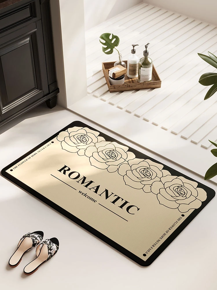 

Коврик для ванной из силикона, высокая впитываемость, быстросохнущий, легко моется, нескользящий, для кухни, с растительным принтом, настраиваемый размер