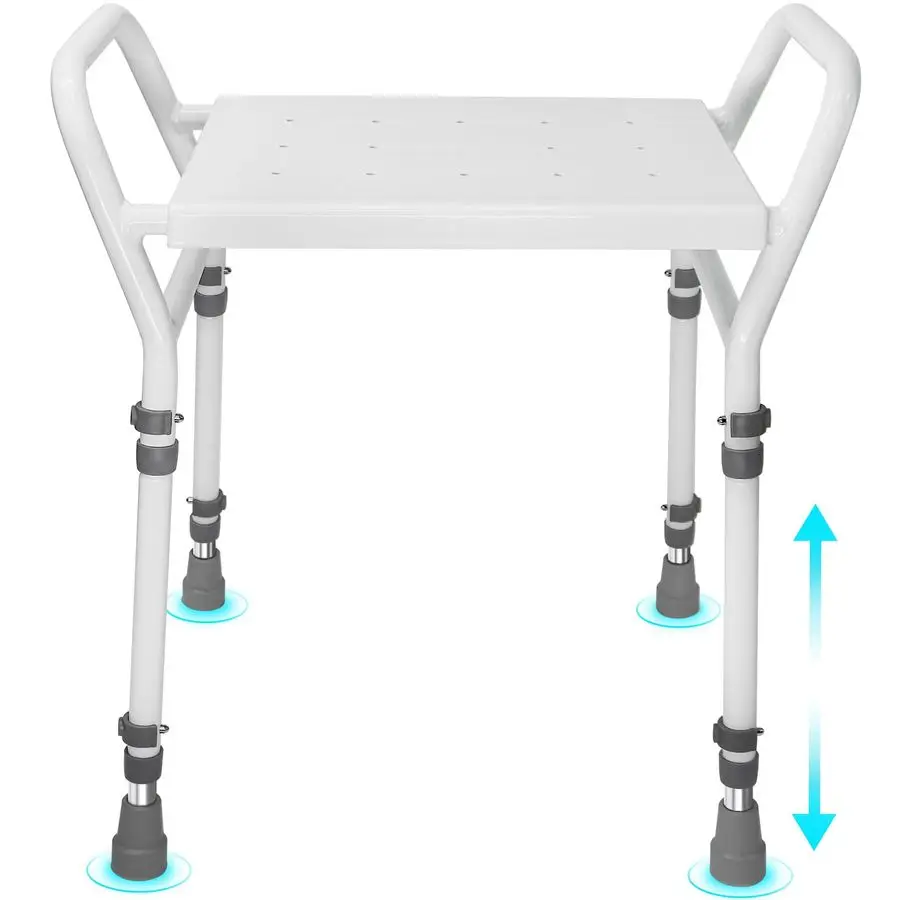 

Chair Seat with Arm for Inside Shower Adjustable Up to 24 Inches Shower Stool with Suction Feet for Seniors, Elderly, Handicap a