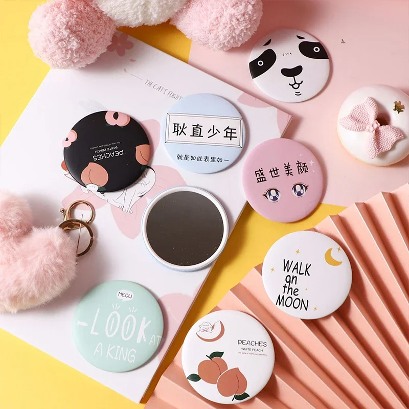 Portable Makeup Mirror Mini Hand Mirror Round Pocket Mirror Compact Makeup Vanity Mirror Cosmetic Tool Travel Accessories