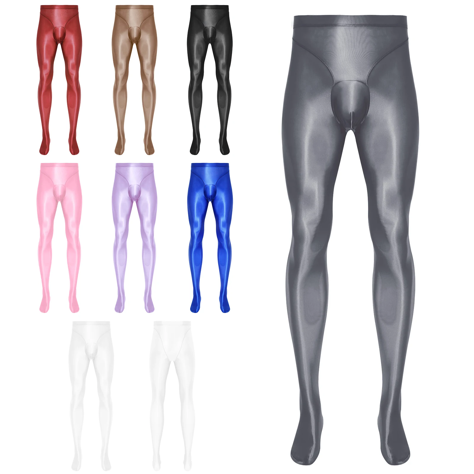 

Men's Nylon Footed Pantyhose Stockings High Waist Sheer Mesh Tights Leggings Yoga Bodybuilding Workout Base Tights Underpants