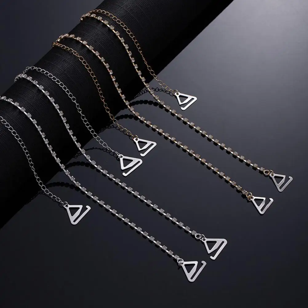 Adjustable Rhinestone Bra Straps For Women, Elegant Non-slip Metal Shoulder Straps Replacement For Dresses Evening Gowns