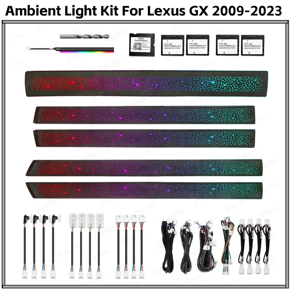 

Upgrade 256 Colors Symphony Led Car Interior Ambient Lighting for Lexus GX 2009-2023 J150 Decoration Atmosphere Trim Accessories