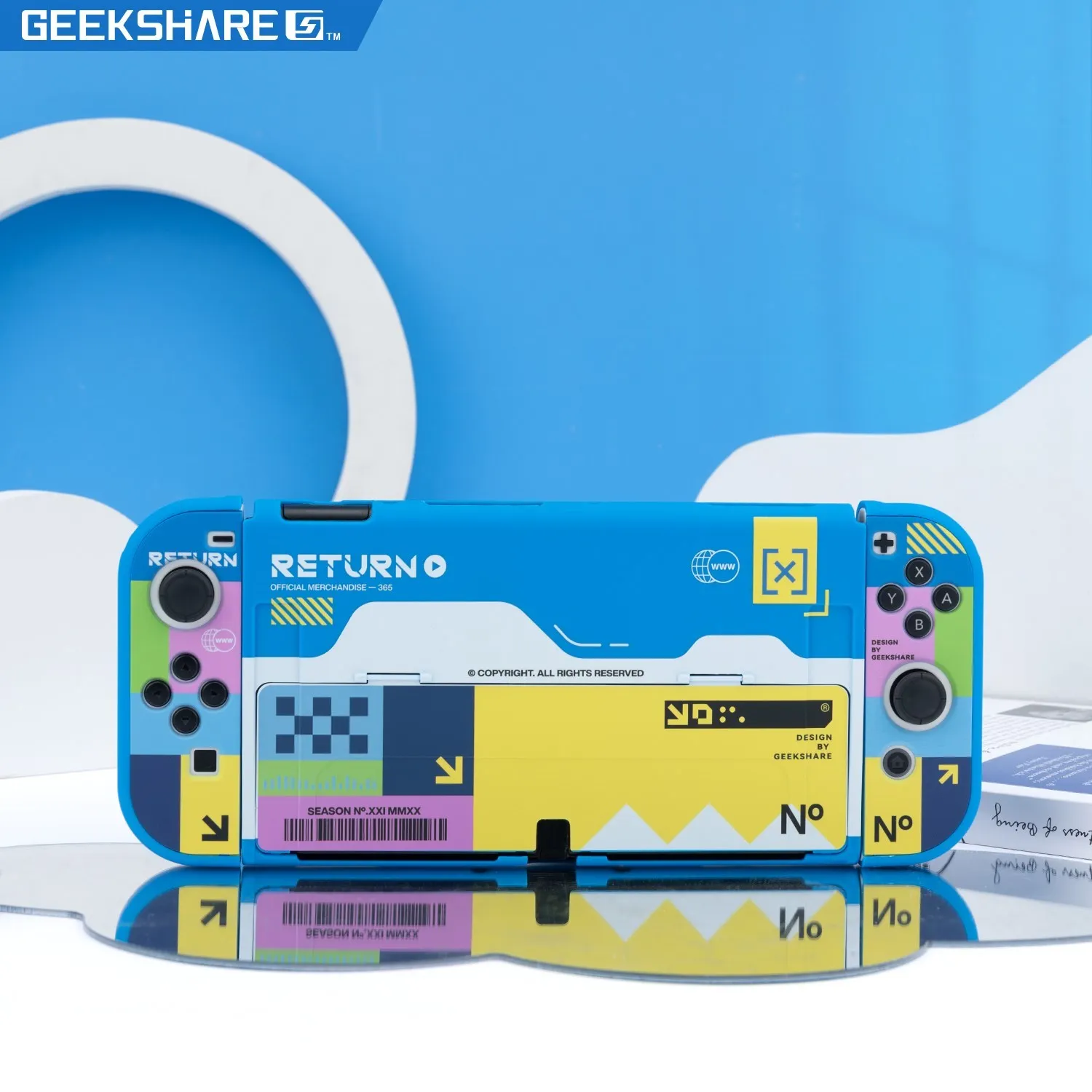 Чехол GeekShare Nintendo Switch на органических светодиодах, защитный чехол синего цвета с разрезом, жесткий корпус, аксессуары для консоли Switch OLED NS