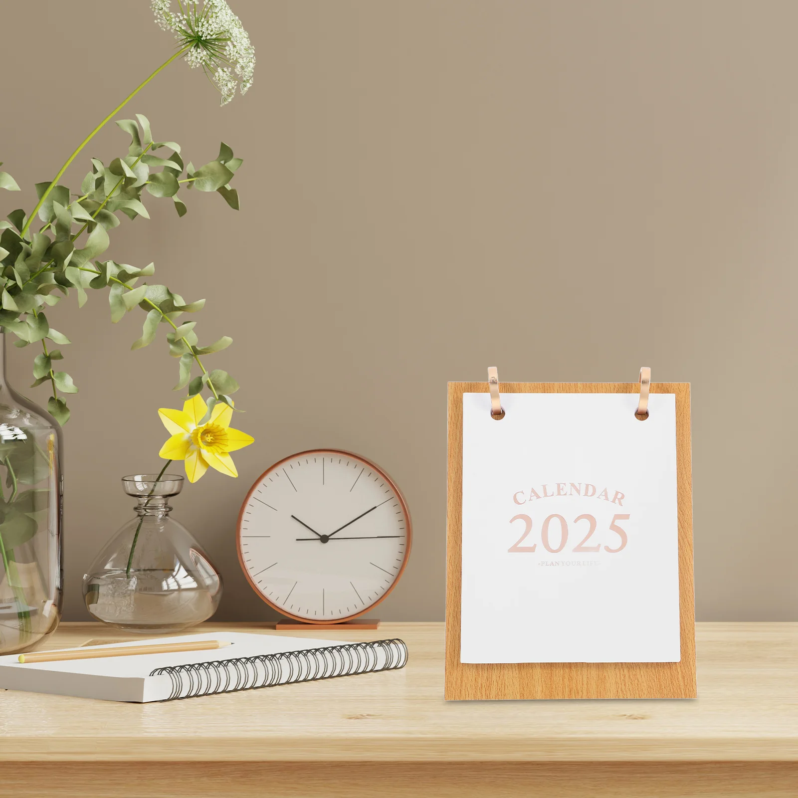 

Sturdy Wooden Desk 2024-2025 Desktop For Home Office Decorative Standing Flip Calendar Stable Base Long-Lasting Tabletop