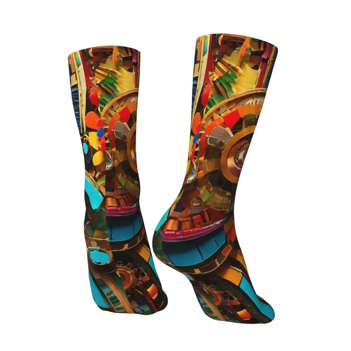All Seasons Colorful Mechanical Colorful Creative Socks Harajuku Crew Socks Funny Stockings for Men Women Valentine's Day Gifts