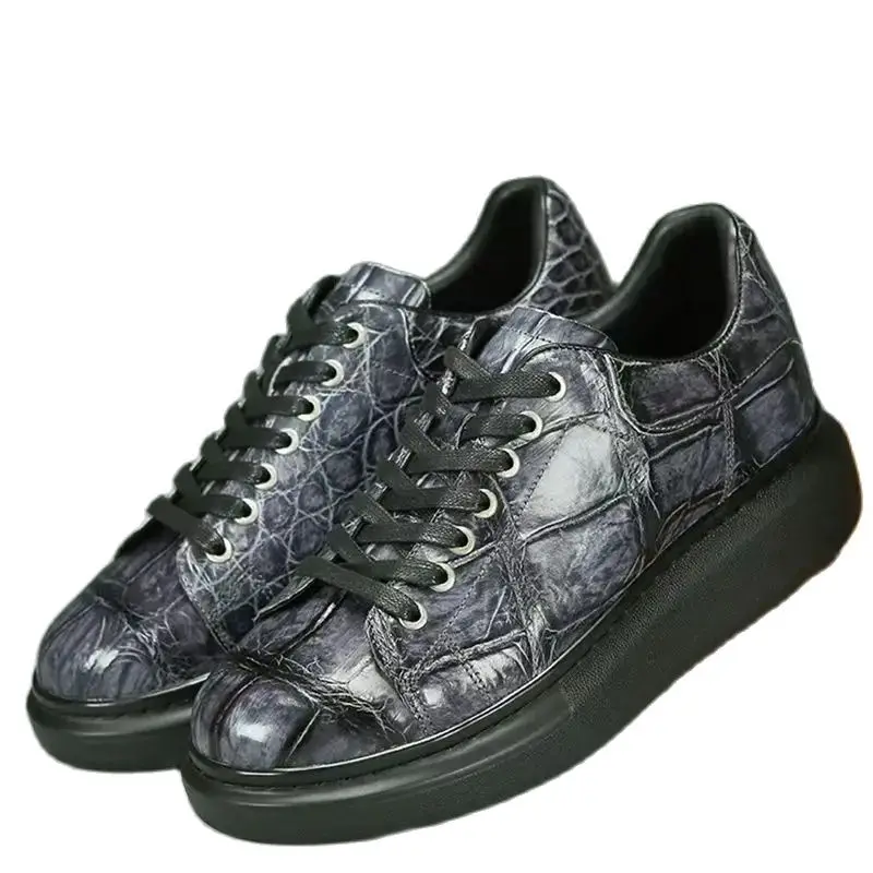 2024 new arrival Fashion Crocodile Skin causal shoes men,male Genuine leather sneakers pdd527