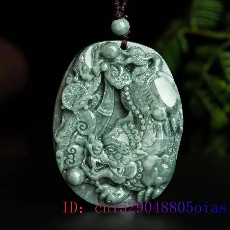 Imagem -03 - Pingente Birmanês de Jade Pixiu para Homens e Mulheres Presentes Esmeralda Naturais Talismãs Joias Amuletos Verdes Colar Fashion