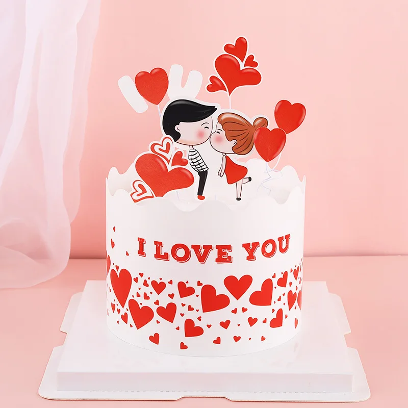 Couples Kiss Heart Love Bear Cake Cupcake Topper Happy Birthday Valentine\'s Day Party Dessert Wedding Decor Baking Supplies