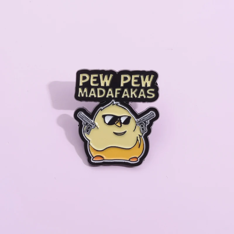 Cute Pew Pew Madafakas Duckling Gun Enamel Pins Cartoon Animal Duck Brooches Backpack Lapel Badge Accessories Gift Wholesale