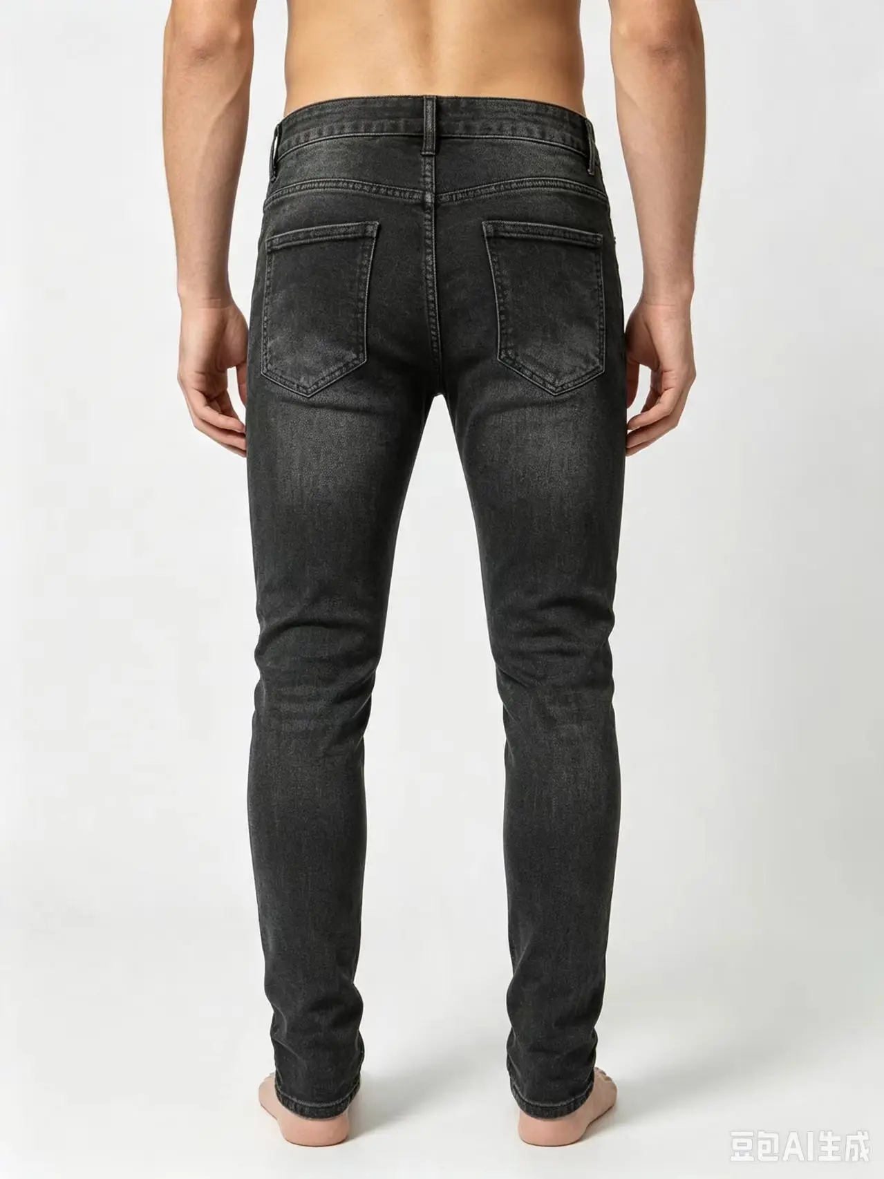 Fashionable new men's jeans, washed and worn, perforated patch, elastic slim fit, black jeans, high street hip-hop brand pants,