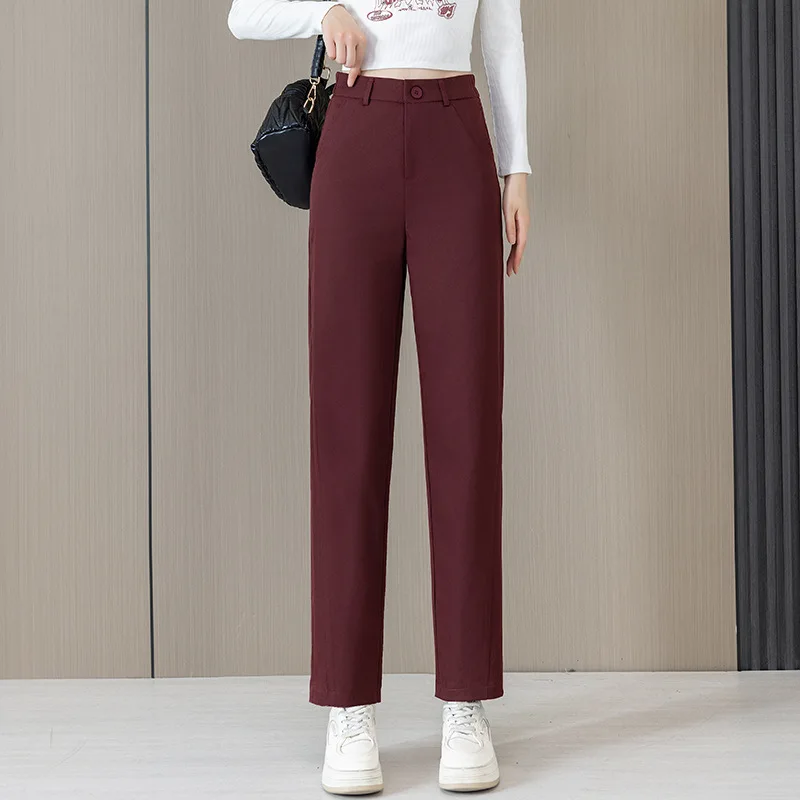 سروال حريم منجل للنساء، بدلة تنحيف فضفاضة للربيع والخريف، سروال كاجوال مكون من تسع نقاط مستقيمة الساق #2