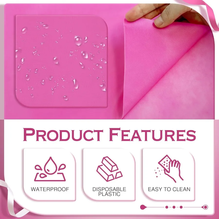 6 Pieces Pink Series Rectangle Tablecloth 54x72 Solid Color Waterproof and Spillproof Disposable Plastic Table Cover Durable Pa