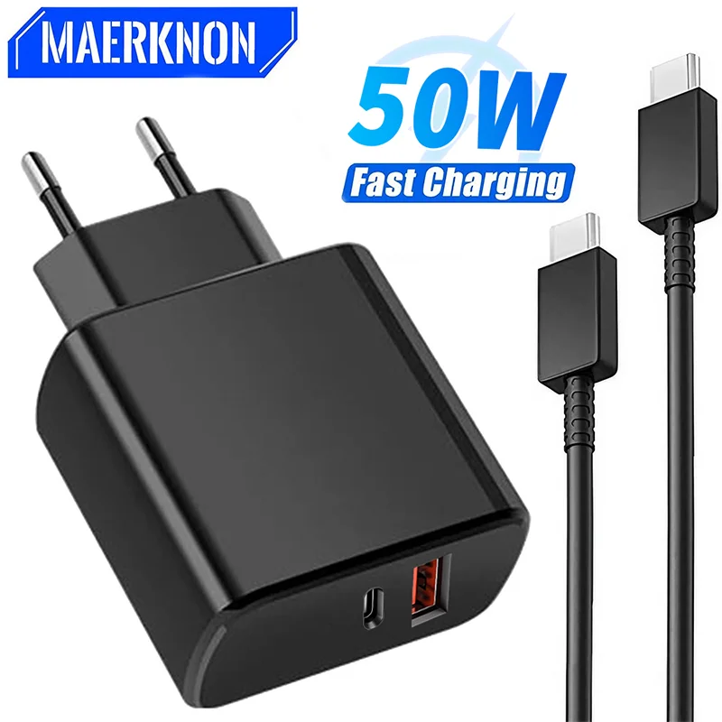 PD 50W Super Fast Charger For Samsung Galaxy S22 S23 S20 Ultra A53 A54 8S USB C To Type C Cable Quick Charging Phone Accessories