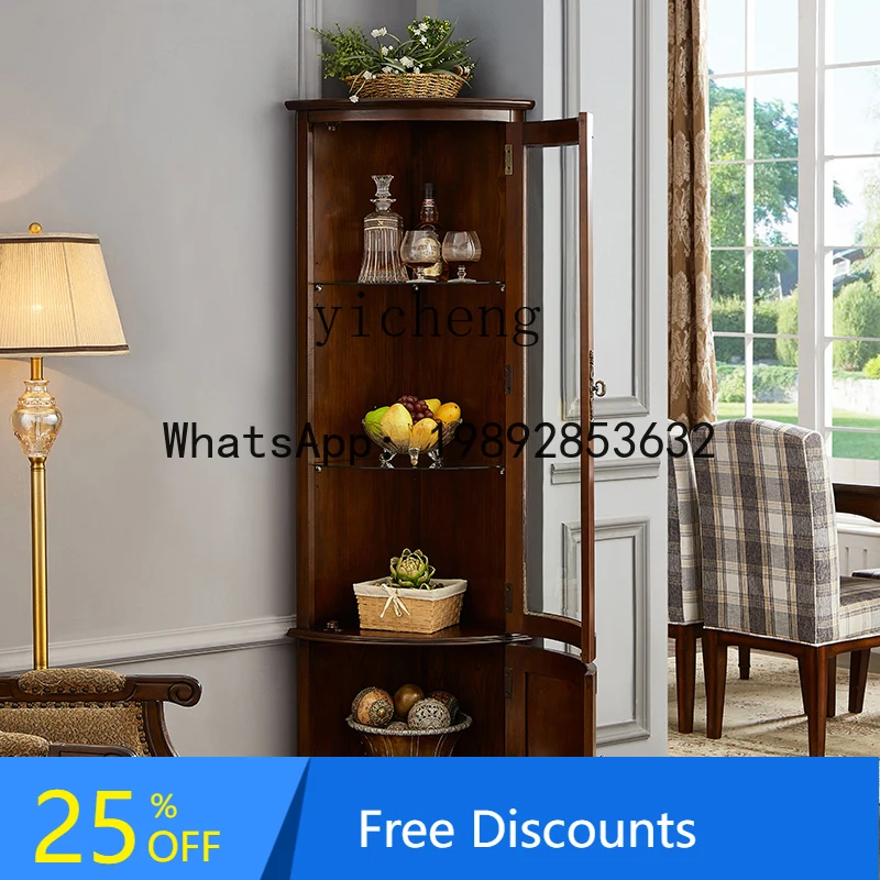 solid wood triangular wine cabinet storage corner living room side cabinet wall corner cabinet