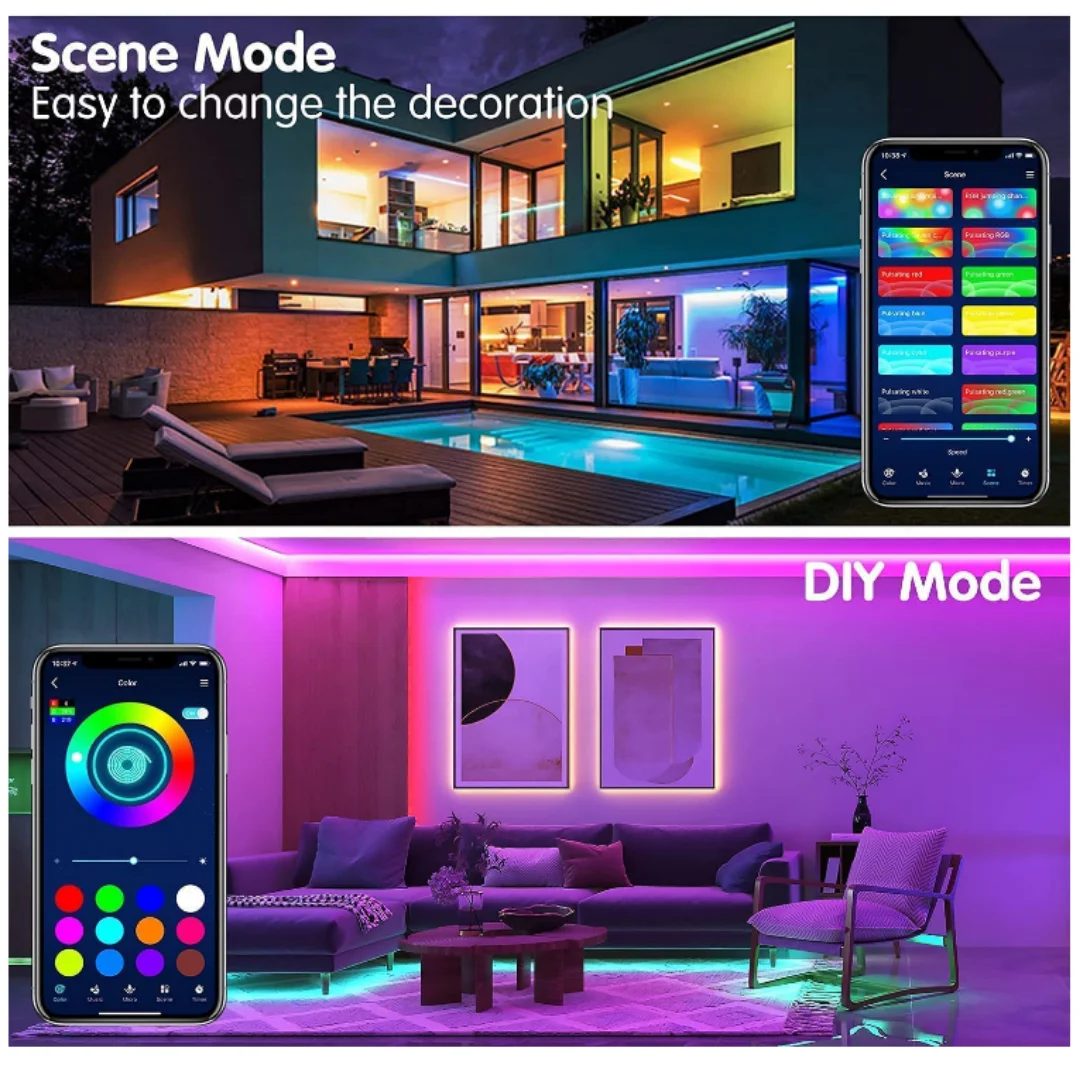 Bande lumineuse LED Festoon avec télécommande, Bluetooth 5050, Dreamcolor, USB, RVB, musique, diviapp, décoration de Noël, 5 m, 10m