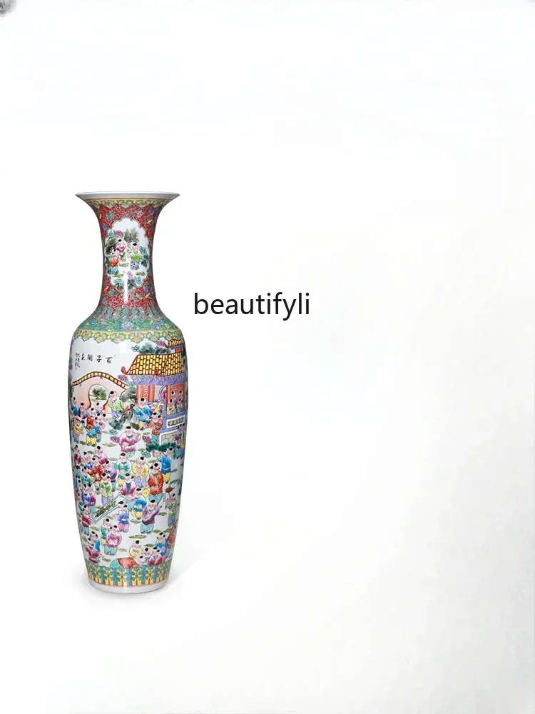 6239P lt Ceramic floor-to-ceiling large vase hand-painted pastel porcelain ornament home living room flower arrangement