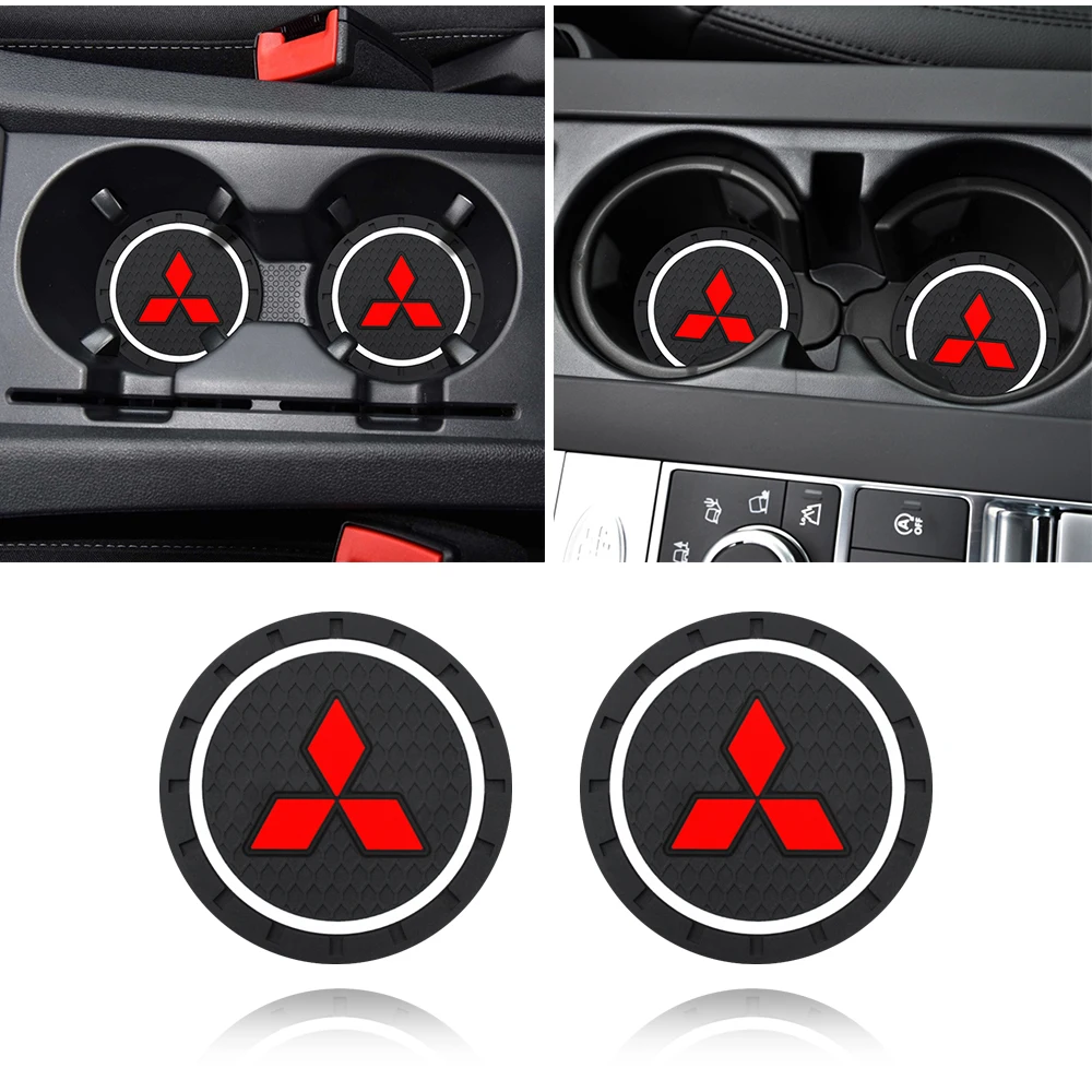 1/2Pcs Car Coaster Water Cup Slot Non-Slip Mat Pad For Mitsubishi L200 Colt 3 ASX Lancer 9 EX Outlander Competition Car Styling