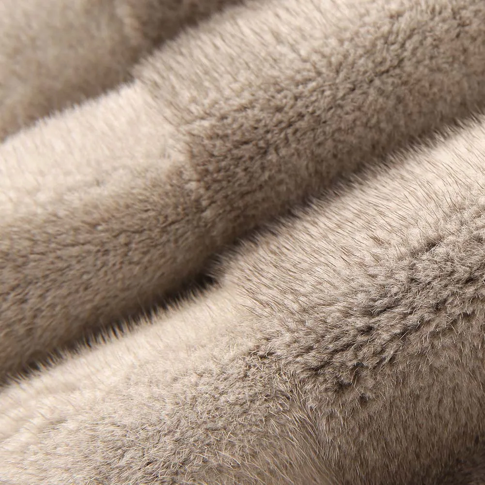 2025 invierno nueva chaqueta de piel corta de mujer de retales de manga tejida de gama alta chaqueta de piel de visón