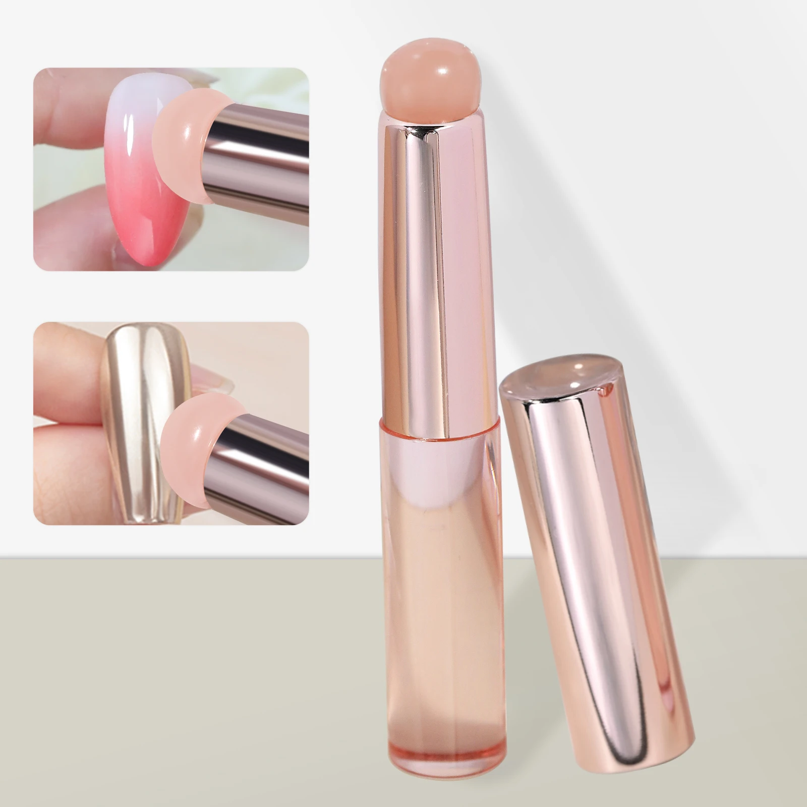 Nail Art Silicone Brush Reusable Mirror Powder Pigment Applying Manicure Tool Gradient Effect Nail Arts Silicone Applicator tool