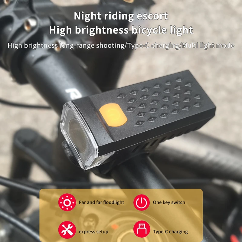 1PC Bike Lights ,USB Rechargeable Bike Light Set Waterproof Bicycle Headlight With Horn For Night Riding Safety