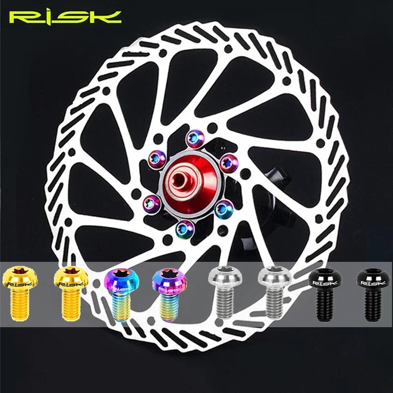 

RISK 12pcs Ultralight Bicycle Disc Brake Rotor Bolts M5x10mm Titanium Alloy MTB Road Bike Fixing Screws Cycling Accessories