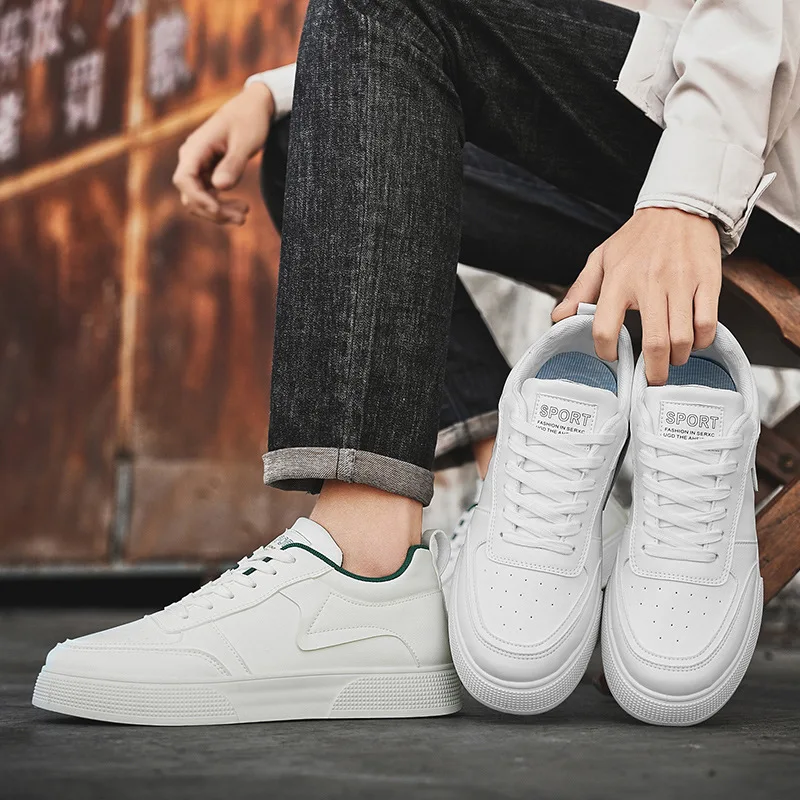 New Plus Size Men's Casual Sports Shoes Versatile Korean Version Thick Soled Height Increase White Shoes Student Board Shoes