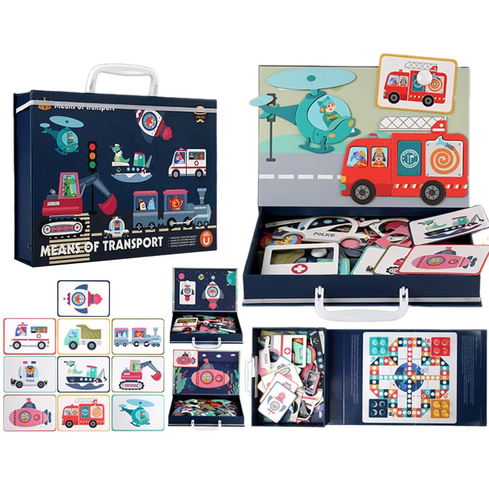 Многоцветные магнитные нарядные пазлы с мультяшным узором, деревянные магнитные наклейки, игрушки, сделай сам, дорожный инструмент, головоломка