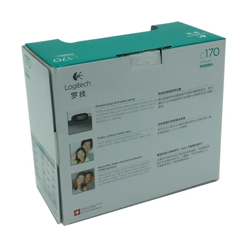 Logitech c170 Webcam USB HD, plug and play, para PC, cocok untuk laptop dan tablet