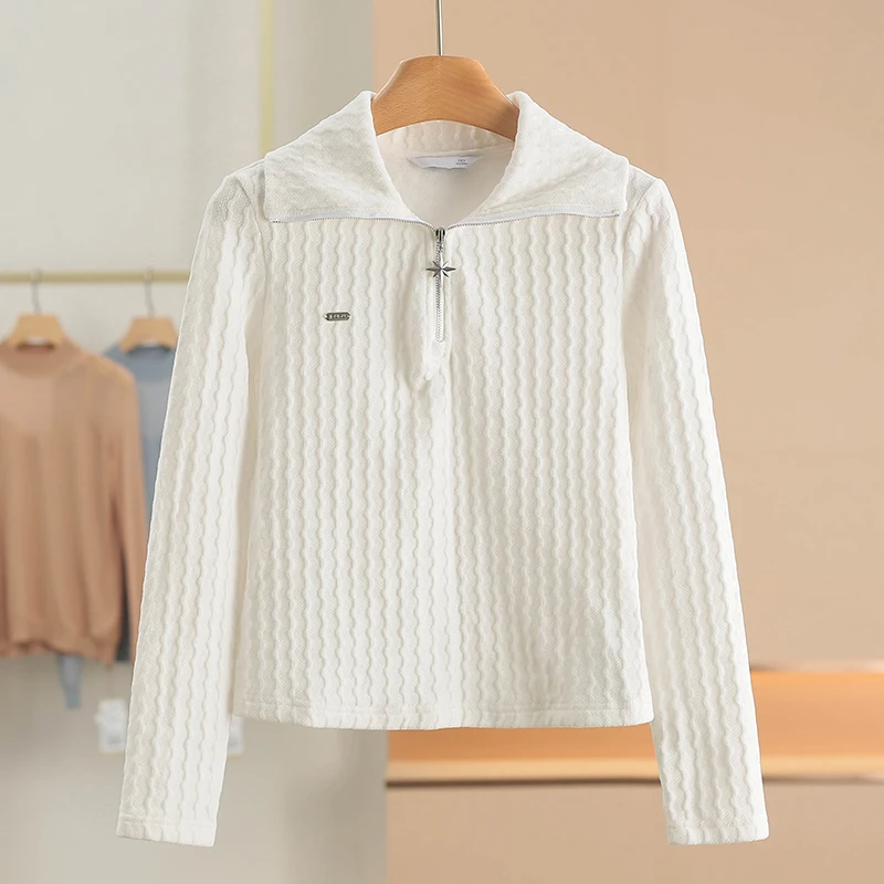

Женская укороченная толстовка Slim Fit с воротником и пуговицами, простой дизайн, весенняя новинка, брендовая одежда, модель 172