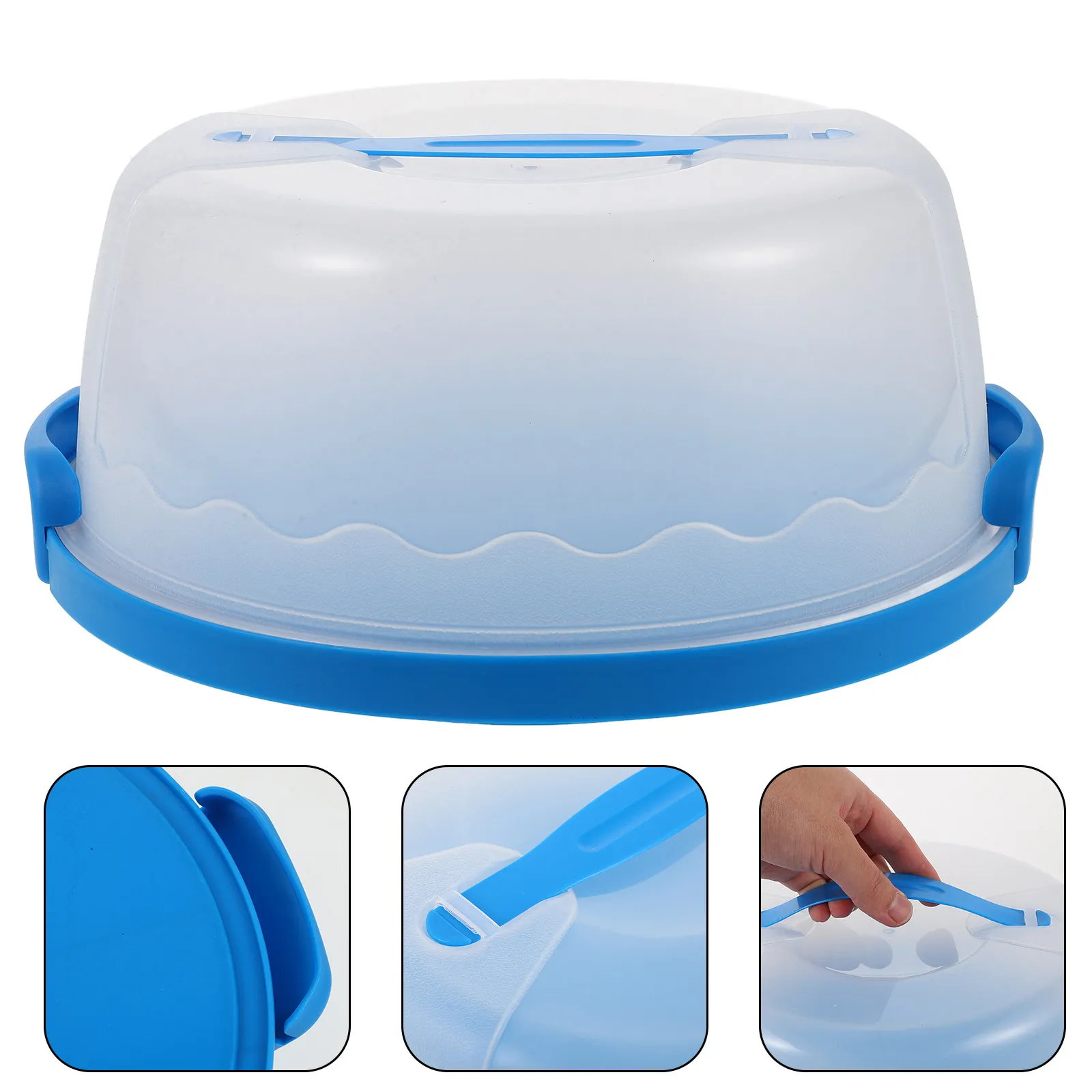 Sturdy Reusable Round Cake Carrier 6-8 Inch for Birthday Party Dessert Transport Clear Elegant Blue Baking Packing Box Cake